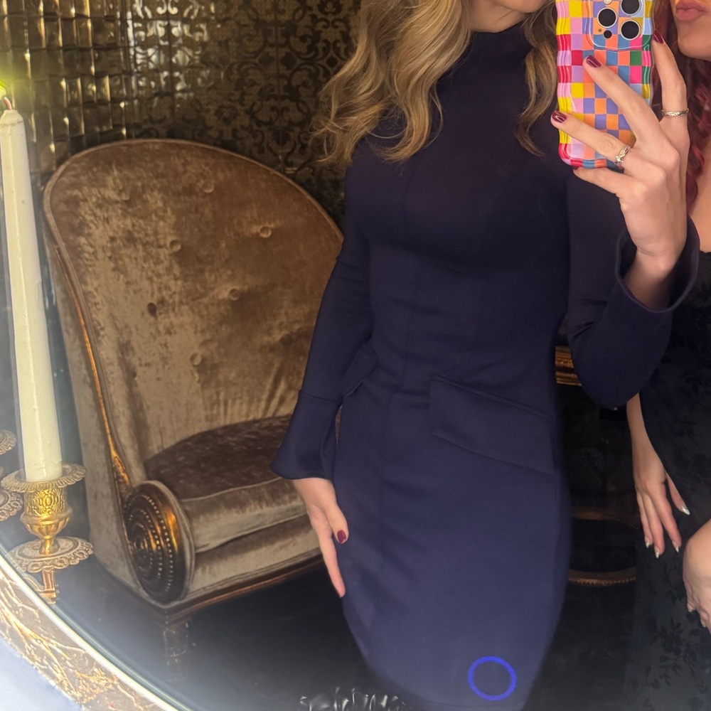 Elegant Navy Long-Sleeve Dress
